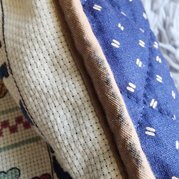 Navy and Tan Quilted Vintage  Tote Bag‎ Made In The USA - Picture 6 of 11